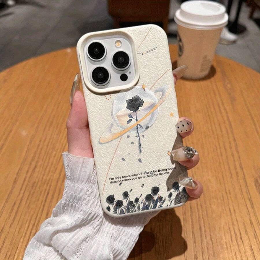 /This TPU lychee-textured phone case features a sci-fi romantic planet rose pattern and is suitable for 17/16/16Pro/16e/16ProMax/16Plus/15/15Plus/15Pro/15ProMax, 14/14Plus/14Pro/14ProMax, 13/13Pro/13ProMax, 12/12Pro/12ProMax, 11/11Pro/11ProMax, 7/8Plus, and XR/Xs/XsMax. It's a beige color with large perforations for shock protection. - Colores mixtos 1 - Ver 1