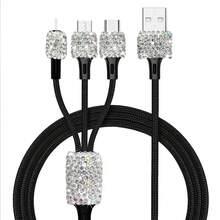 1pc Sparkling Rhinestone Car Charger, Fast Charging USB A/C Type Car Phone Charger, Diamond Adapter, Compatible With 3-In-1 Fast Charging For Car, Retractable Data Cable, Supports Phones, Dashcams, GPS And More, Handmade, Ideal Gift For Men And Women On Holidays/Birthdays - Multicolor - View 42