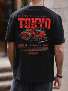 Áo thun nam tay ngắn dáng rộng in họa tiết thời trang | Thiết kế tinh tế | Cần thiết cho mùa hè | Dễ phối đồ, thể hiện phong cách của bạn - màu đen - Xem 2