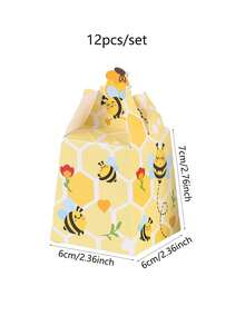 12pcs Creative Bee Gift Boxes Gifts Package Paper Box For Bee Birthday Party BabyShower Wedding Party Decor - Multicolor - View 8