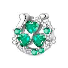 1 Silver-Plated Pendant Bead, Lucky Green Cat Paw Bead, Green Lucky Bow Pendant, Lucky Clover Bead, Jungle Adventure Trio Charm, Green Beer Party Charm, Green Gentleman Bear Charm, Green Hat Festival Trio Charm, St. Patrick's Day Bead, Fits Original 3mm Bracelet, DIY Women's Jewelry Birthday Engagement Party Gift - Green - View 17