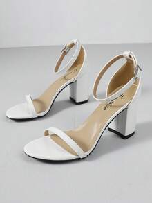 Timesize 女士白色凉鞋，高跟凉鞋，工作鞋，正装鞋，婚鞋，办公鞋，夏季鞋，低跟凉鞋，新品上市 - 白色 - 查看 6