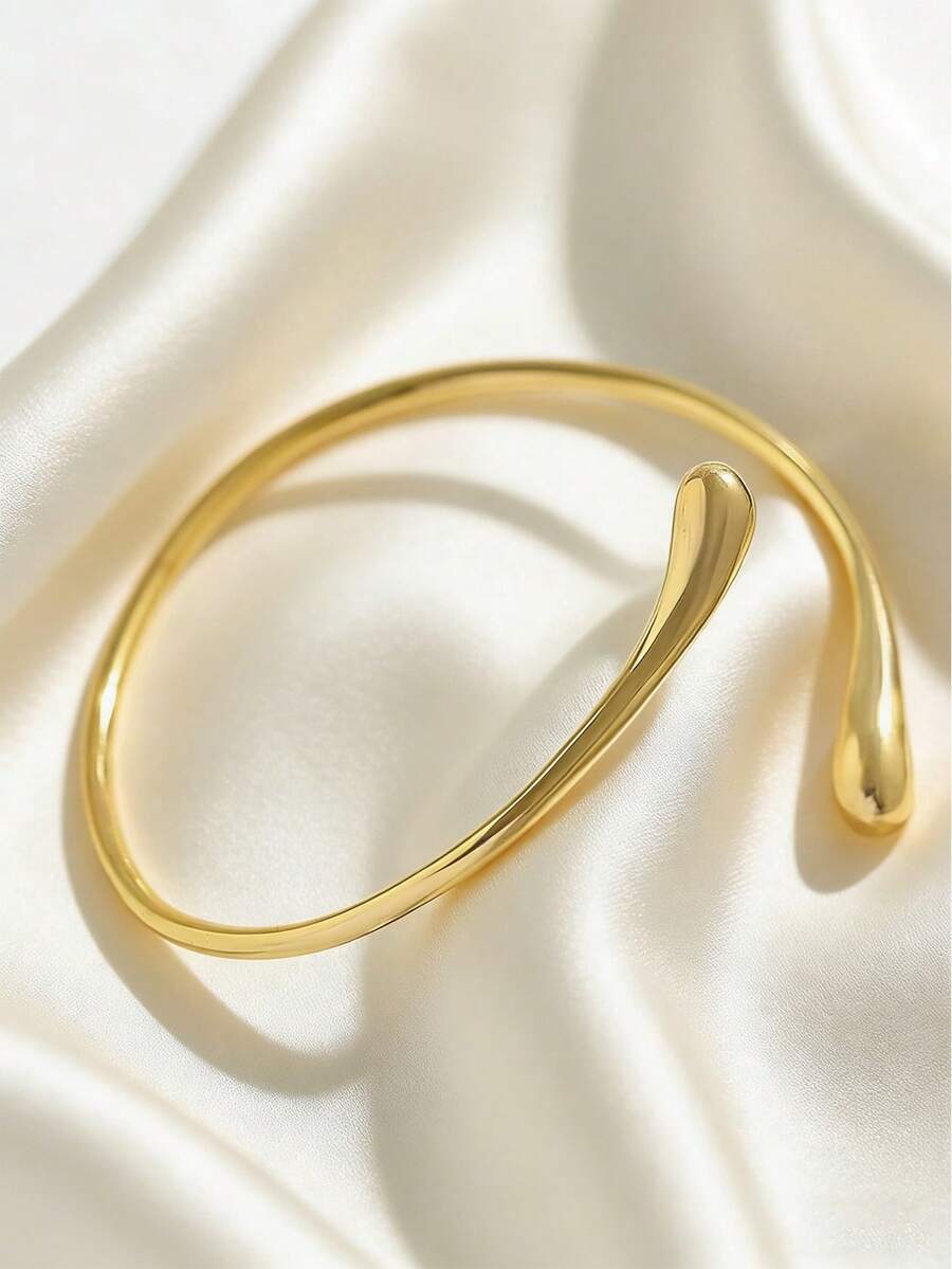Minimalist Water Drop Metal Arm Cuff - Women's Open Bracelet For Daily, Parties & Gatherings - 金色 - 查看 1