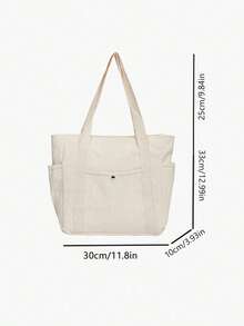 Bolso de lona tipo tote de gran capacidad de la marca X Milania para mujeres, reutilizable, adecuado para uso diario y viajes, bolso de estudiante, diseño de múltiples compartimentos, ideal para la playa - Beis - Ver 4