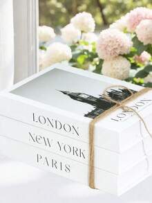 三件套时尚装饰书，创意桌面装饰，适用于客厅、窗台、墙面，也适用于房间、厨房、卧室、办公室、书桌、生日派对、节日派对、婚礼、庆典、教师节礼物、人造花装饰托盘底座、毕业教师节礼物、节日装饰配件、婚礼、乡村风格装饰、家居装饰 - PNL - 查看 11