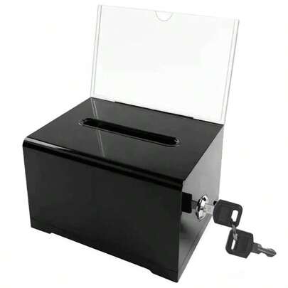 Acrylic Donation Box With Locks &Sign Holder Ballot Suggestion Box Voting Box