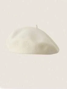 1顶女士贝雷帽，秋冬季，韩版南瓜贝雷帽，休闲保暖羊毛帽，百搭，日式复古艺术家画家帽黑色贝雷帽 - 彩色 - 查看 3