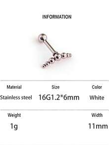 1pc All Stainless Steel Hot 7 Ball Ear Bone Nail Series Earrings Flat Bottom Rod Labret Fashion Piercing Jewelry