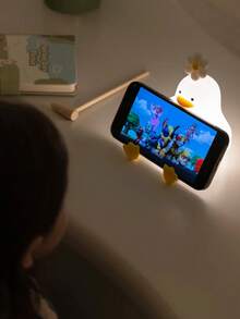 1pc Cute Duck Shape Nightlight, USB Rechargeable Sensor Nightlight, LED Silicone Tap Light, Bedroom Rechargeable Lamp, 3 Brightness Levels Adjustable Timing Nightlight, Bedroom And Living Room Atmosphere Lamp - Multicolor - View 6