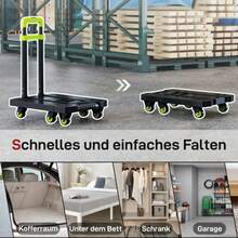 Folding Metal Hand Truck With Wheels And Adjustable Handle, 49 X 35 X 102 Cm, Green - Black - View 7