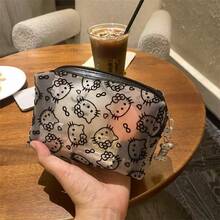 1个三丽鸥网眼铅笔盒/化妆包，大容量铅笔盒，简约黑色铅笔袋，多功能文具收纳袋，适合学校、文具、节日礼物、返校季使用 - 彩色 - 查看 7