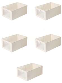 1pc/2pcs/5pcs White Fabric Transparent Window Storage Box, Underwear & Clothing Organizer Drawer, Stackable Storage Container For Wardrobe, Toys & Miscellaneous - Multicolor - View 8