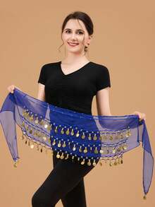 Women's Belly Dance Hip Chain - 66 Gold Coin Tassels In A Fan Skirt Wrap, Featuring Sequins And Coin Designs, Elastic Waistband, Suitable For Belly Dance, Hip Hop, Street Dance - Performance Costume Accessory, Dancewear, Dance Performance - Multicolor - View 15