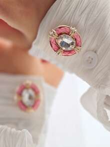 1 pezzo/2 pezzi Gemelli per camicia con diamanti, bottoni da polsino vintage, accessori per abbigliamento, regalo, decorazione per feste di San Valentino - Dorato - Visualizzare 2