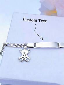 Customized Name Bracelet, Fashionable Heart Pendant DIY Birthday Gift Jewelry, Stainless Steel Non-Allergic Bracelet For Teenagers, Back To School Creative Gift, Valentine's Day Gift - Silver - View 1