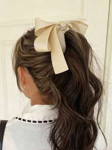 1pc Elegant Bow Hair Clip, Delicate Bowknot Hair Accessory With Sharp Hook Clasp, Suitable For Braids, Buns, Ponytails, Updos, Available In Solid Colors: Black, Red, White, Beige, Brown, Navy, Burgundy, Suitable For Formal And Casual Occasions, Fashionable And Versatile Bow Hair Clip, Hair Clip, Hair Accessory, Head Accessories, Hair Accessories For Women