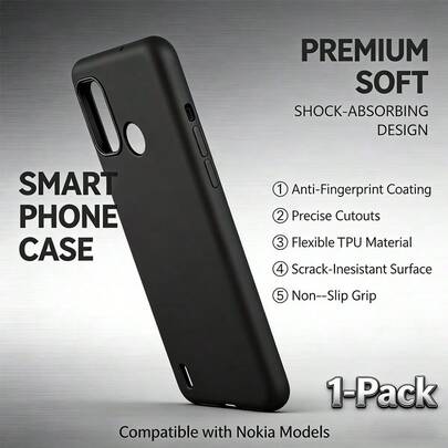A Black Nokia Phone Case, Compatible With Nokia XR20/Nokia G300/G42/C300/C100/C01 Plus/3.1/G310/Nokia Phones. The Cover Has A Soft And Comfortable Touch, Is Anti-Slip, Sweat, And Fingerprint Resistant, And Also Features Wear Resistance And Scratch Resistance. It Provides Impact Protection For Your Phone.