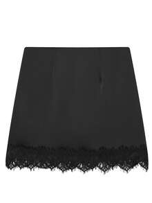 黑色蕾丝迷你裙，适合夏季情人节穿着，沙滩外出短裙，Y2K复古优雅短裙，春季女装 - 黑色 - 查看 8