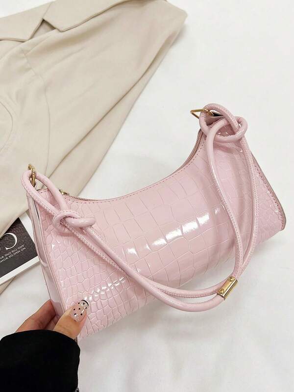 2026 Spring/Summer New Smooth Chain Underarm Bag, Handbag, Shoulder Bag For Teenage Girls, Female College Students, Fashion Retro Zipper Bag, Suitable For Office, Work, Business, Commuting Women