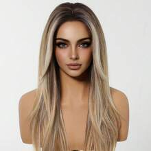 Ash Ombre Blonde Long Straight Hairline 13X4 Lace Front Wig Human Hair Pre Plucked With Baby Hair For Women Natural Color Wig Blonde Highlight Wigs Human Hair 200% Density Brazilian Virgin Human Hair Wigs For Daily Wear - 灰漸金髮 - 查看 4