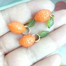 50pcs/Bag Acrylic Lemon Leaf Pendant DIY Bracelet, Phone Chain, Fruit Charm, Earrings, Jewelry Accessories