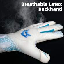 WVVOU 专业守门员手套，无指套，透气足球守门员手套，高性能守门员手套，配有 4 片 3 毫米粘性乳胶掌垫 - 白色 - 查看 5