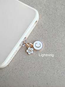 1pc Letter A/M & Flower Charm Phone Dust Plug For Type-C Interface Birthday Festival Gift - Multicolor - View 50