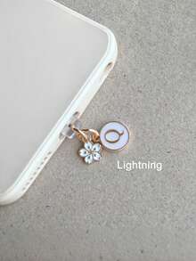 1pc Letter A/M & Flower Charm Phone Dust Plug For Type-C Interface Birthday Festival Gift - Multicolor - View 57