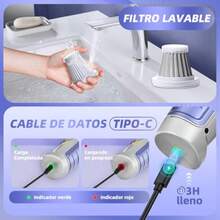 CY3 en 1 Aspiradora de Mano Inalámbrico para Coche de Alta Potencia 15000 Pa Soplador de Aire Portatil Carga USB Rápido Limpieza Eficiente para Hogar Oficina Cabello Sofa Pelos Mascotas Hendidura - como en la foto - Ver 5