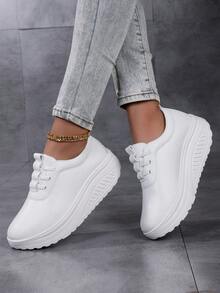 新款女士跑步鞋、休闲鞋、护士鞋、摇滚鞋底、时尚设计、多功能、轻便、舞蹈鞋、旅行鞋 - 白色 - 查看 5