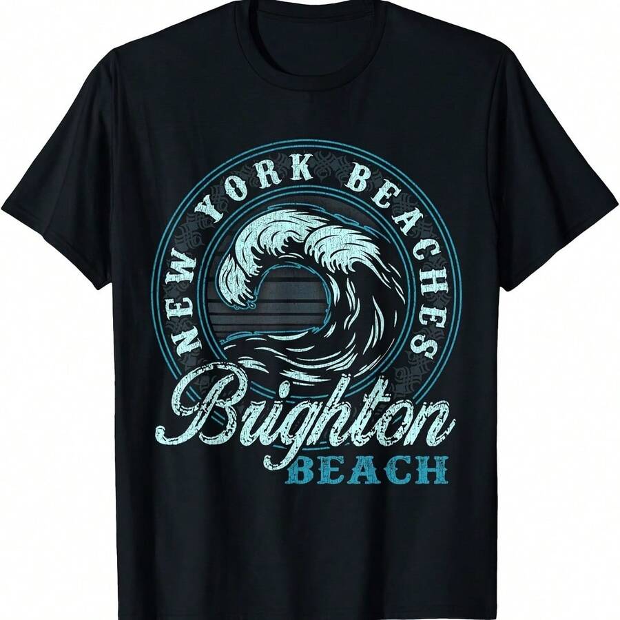 Brighton Beach Retro Wave Circle T-Shirt - 藍色 - 查看 1