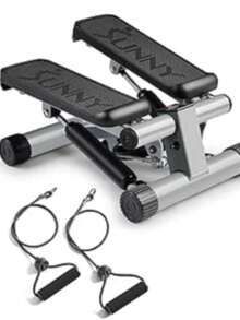 S u nn y H ea lth & F itne ss Mini Steppers Avanzados para Hacer Ejercicio en Casa, Máquina de Ejercicios para Escaleras con Bandas de Resistencia, Stepper Inteligente Opcional con Conexión a la APP SunnyFit - Gris - Ver 4