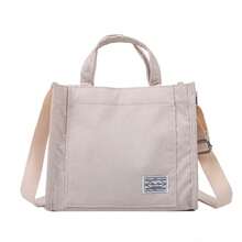 Bolso de lona simple beige bolso de viaje diario femenino bolso de hombro único bolso especial ligero de gran capacidad - Beis - Ver 12
