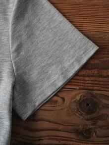 Women's Solid Color Simple Crewneck Short-Sleeved Summer T-Shirt, Daily Wear-Unisex Summer Casual Vintage Cotton Printed T-Shirts For Couples - 灰色 - 查看 4