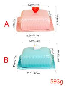 1pc Creative Minimalist Style Bread Butter Dish With Lid - Multicolor - View 7