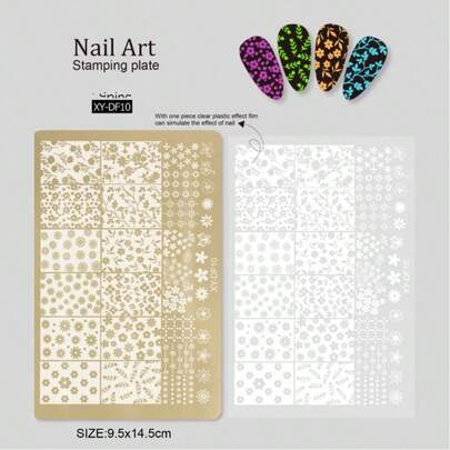 Nail Enhancement Printing Template Pattern Transfer Tool For Women, Nail Stamping Plate,1PC Retro Chinese Flower And Butterfly Lace/Valentine's Day Element Nail Stamp Plate-Stamping Tool For Gel Polishing Design,French Manicure Kit With Retro Pattern Suitable For Home Salon Manicure DIY,Stampling Nail Art