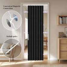 AJAZZ - Cortina de acordeón invisible para puerta de acordeón puerta de interior magnética para recámara sala de estar puerta juego de cortinas incluidas barra 1 paquete 54 de ancho x 78 de - 137,2An x 198,1Al cm (1 Paneles)+Negro - Ver 4