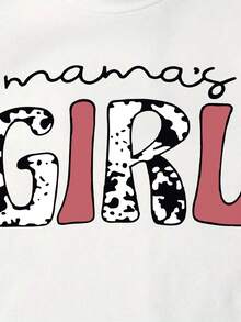 女童字母印花圆领短袖T恤和抽绳工装裤休闲套装 - 白色 - 查看 4