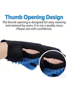 1PC Cat Grooming Gloves, Rubber Pet Cleaning Brush To Remove Floating Hair, Pet Grooming Gloves, Cat And Dog Bath Supplies - Blue - View 9