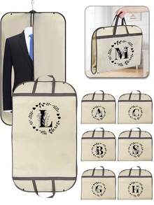 防尘服装罩，婚纱防尘罩，创意字母图案西装外套连衣裙保护罩，防潮悬挂式服装袋，衣柜收纳袋，透气旅行服装袋。