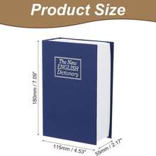 Decorative Book Safe Box With Key Lock, Faux Book Hidden Storage Box, Suitable For Home Bookshelf, Store, Piggy Bank, Document Safe, Black - Blue - View 7