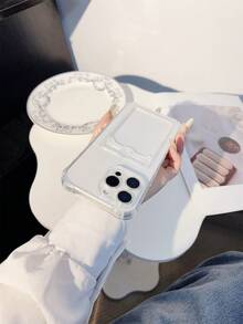 1pc Transparent Phone Case With Card Holder, Cute Protective Cover Compatible With Samsung Galaxy S25, S24, S24Plus/S24+, S24Ultra, S24FE, S20, S21, S22, S23 And Compatible With IPhone 11/11 Pro Max/12 Pro/12 Pro Max/13/13 Pro Max/14/14 Pro/14 Pro/15 Pro Max/16 Pro Max, 16E Silicone Phone Case - Clear - View 6