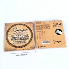 1 Set/6pcs Silver Nylon 6-String Guitar Strings Set, Suitable For 6-String Guitar, Guitar Strings, Folk Guitar Strings, Replacement For Folk Guitar Steel Strings - Multicolor - View 5