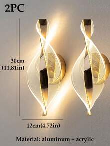 1pc/2pcs Modern Curved Wave Wall Lamp - Dimmable Acrylic Wall Sconce, Suitable For Bedroom, Hallway And Entryway Ambient Lighting, Multifunctional Decorative Lighting Fixture For Contemporary Home And Commercial Spaces - Multicolor - View 11