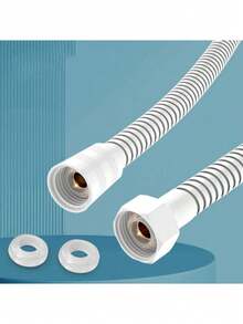 1pc 59-Inch/149.2cm Extra Long Stainless Steel Handheld Shower Hose Replacement, With Brass Fittings And Nut, Flexible Hose Extension For Handheld Shower Head - White - View 9