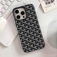 Repeating Geometric Pattern, Large Hole Design, Fashionable Ultra-Light Mobile Phone Case, Concave And Convex Texture Is More Non-Slip, Suitable For IPhone17 16 15 14 13 12 11,AIR Pro Max, Plus, XSMAX, X - Black - View 3