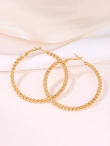 3 Pairs Gold Hoop Earrings Set, Suitable For Daily Wear - Golden Yellow J0378 - View 5
