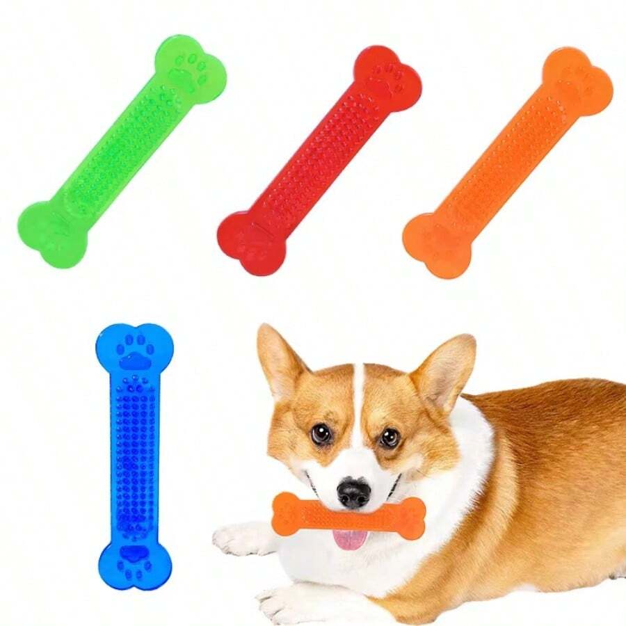 Pet Dog Chew Toys Rubber Bone Toy Aggressive Chewers Dog Toothbrush Doggy Puppy Dental Care For Dog Pet Accessories Dog Chewing Toys Durable Rubber Bone Puppy Teeth Cleaning Dental Care Multi Layered Textured Design Energy Release Mul - Multicolor - View 1