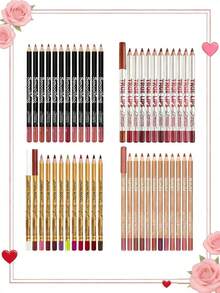 48 Pieces/Set Of Brown Cream Matte Lip Liner Set, High-Quality Inner Material, High Coloring And Long-Lasting, Perfect Lip Shape, Daily Lip Contouring, Perfect Gift For Christmas, Can Be Stuffed In Christmas Socks, Makeup, Small Surprise - 48 màu - Xem 9
