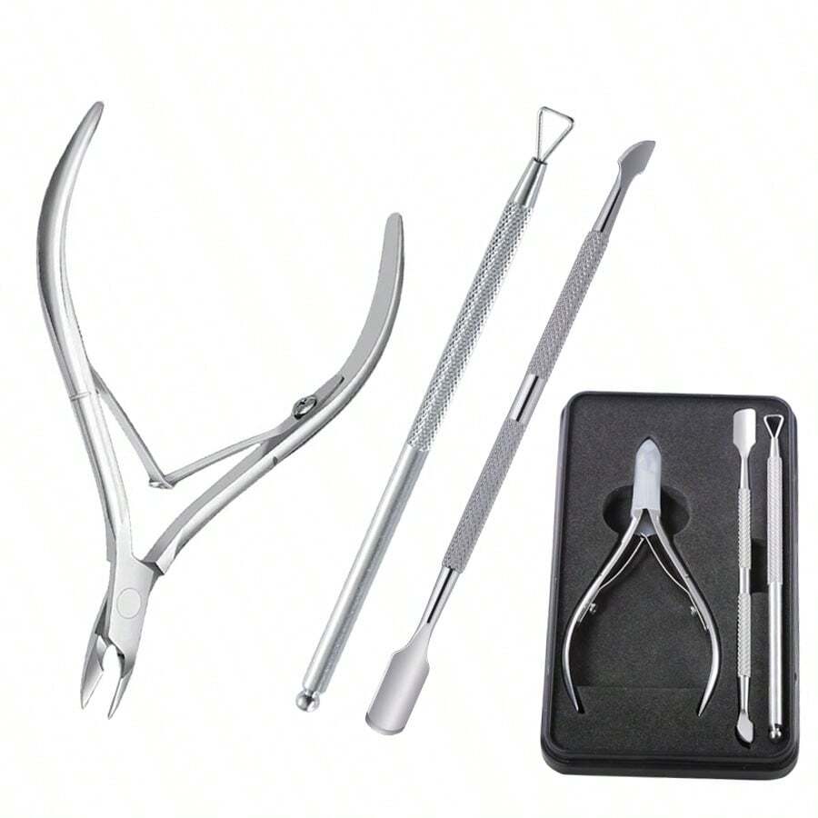 Stainless Steel Callus Care Tool Set, Cuticle Nipper, Dead Skin Remover, Nail Clipper, Manicure Tools With Storage Box, Suitable For Women And Men Nail Care - Silver - View 1